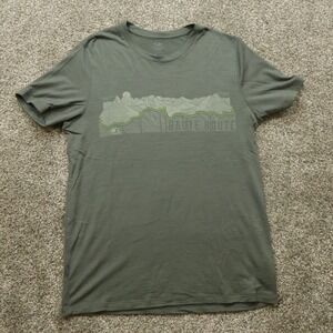 Icebreaker Merino Wool Blend Haute Route Graphic T-Shirt Men's Size M Green